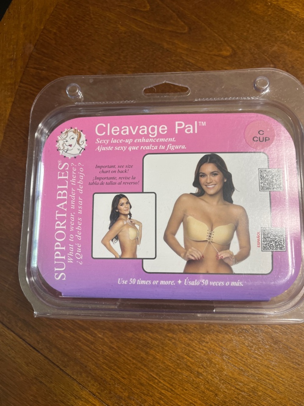 Cleavage Pal Strapless Lace-Up Adhesive Bra - Nude (C Cup)
